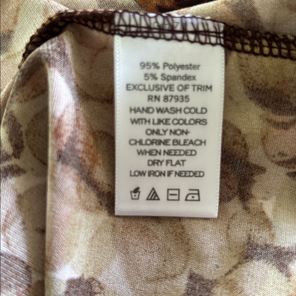 Susan Graver Liquid Knit Ruched Printed Top Sz 2X Brown Earth Tones 3/4 Sleeve - Picture 6 of 6